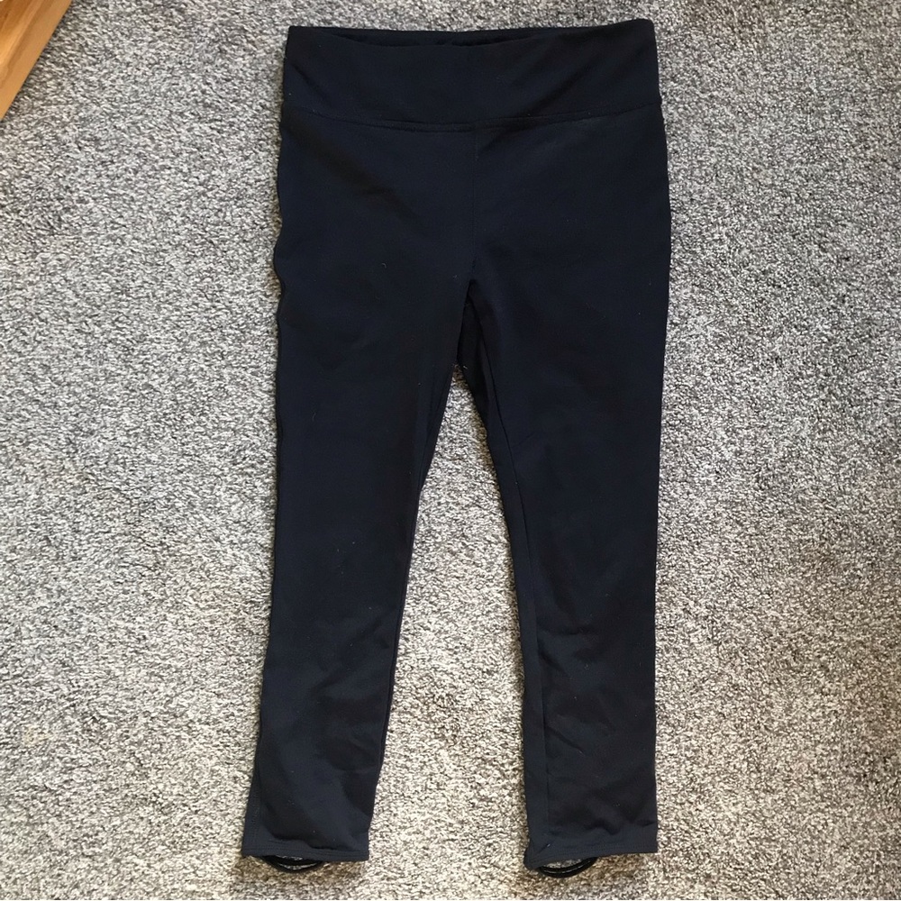 FP Movement Black Crop Leggings with Woven Detail at Hem